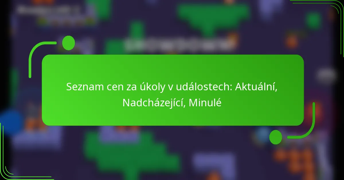 Seznam cen za úkoly v událostech: Aktuální, Nadcházející, Minulé