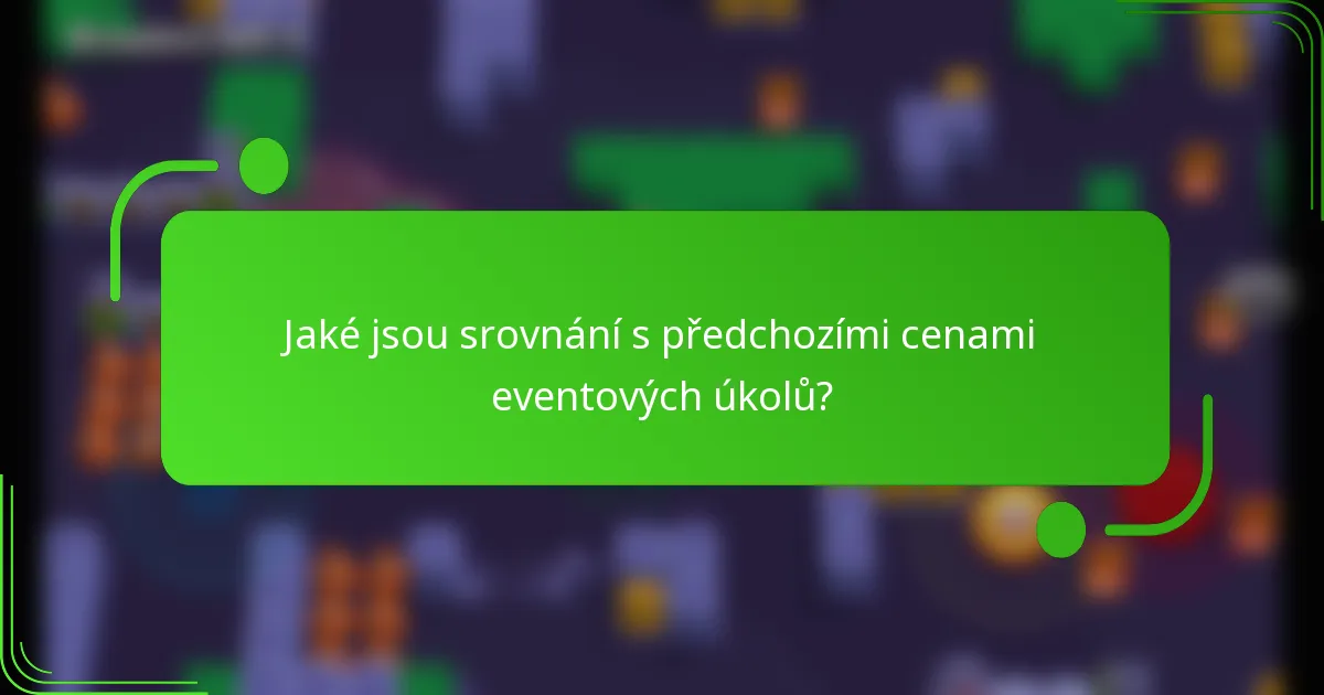 Jaké jsou srovnání s předchozími cenami eventových úkolů?
